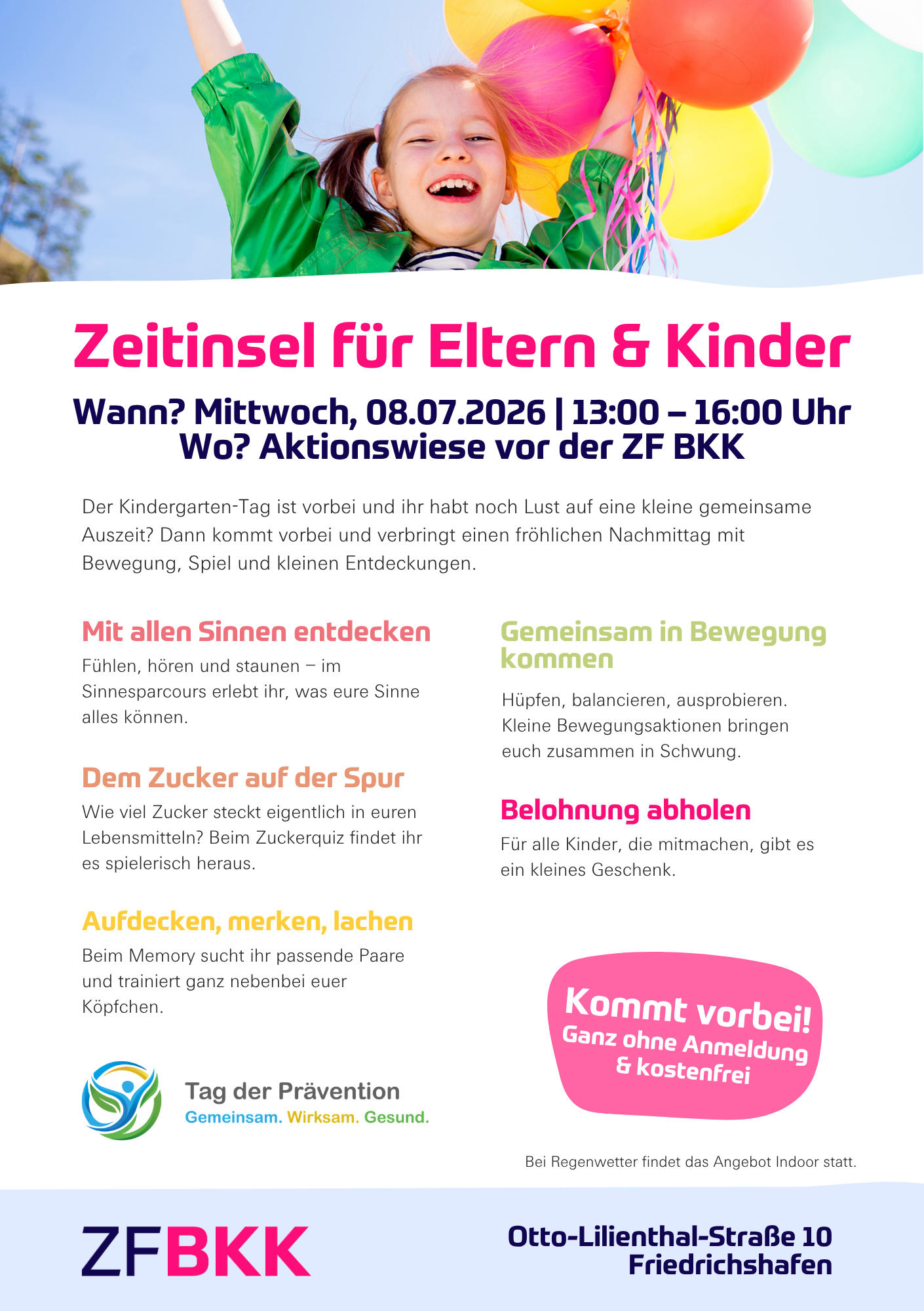 Flyer Zeitinsel für Eltern und Kinder